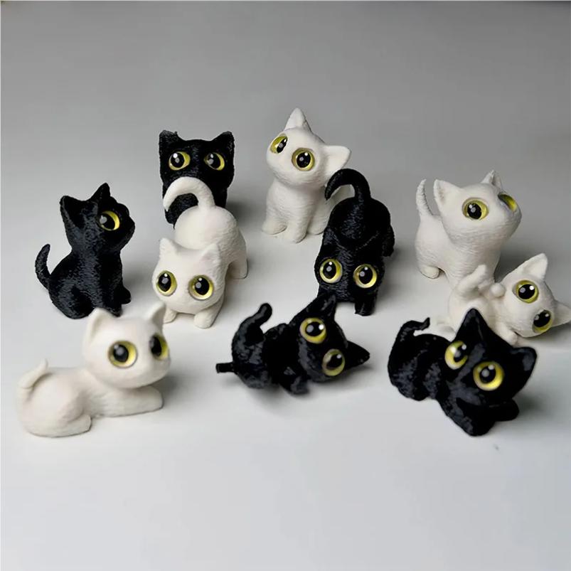 5Pcs Cat Ornament Mini Figurines Miniature Resin Cute Kitten Micro Landscape Crafts Small Ornaments Desktop Decoration