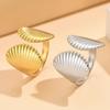 Elegant Resort Style Beach Shell Ring - Women's Stainless Steel Adjustable Open Ring, In Stock