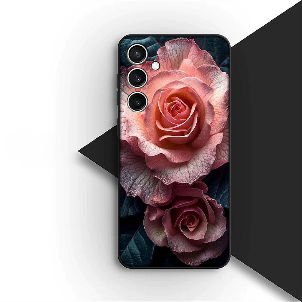 Cover Red Rose Flower Elegant Bloom Pink Peony Phone Case for Samsung Galaxy S25 S24 S23 FE Ultra Plus S7 Edge S25+ S23+ A56 5G
