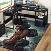 1pc Teddy Bear Plaid Chair Mat - Anime Cartoon Design Office Chair Pad with Backpack Pattern for Home Decor, Seasonal Gift, Non-Slip Carpet Suitable f