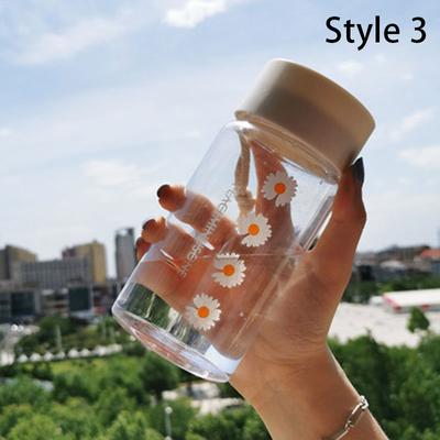 500 ml piccola margherita trasparente bottiglie d'acqua in plastica bottiglia d'acqua portatile da viaggio