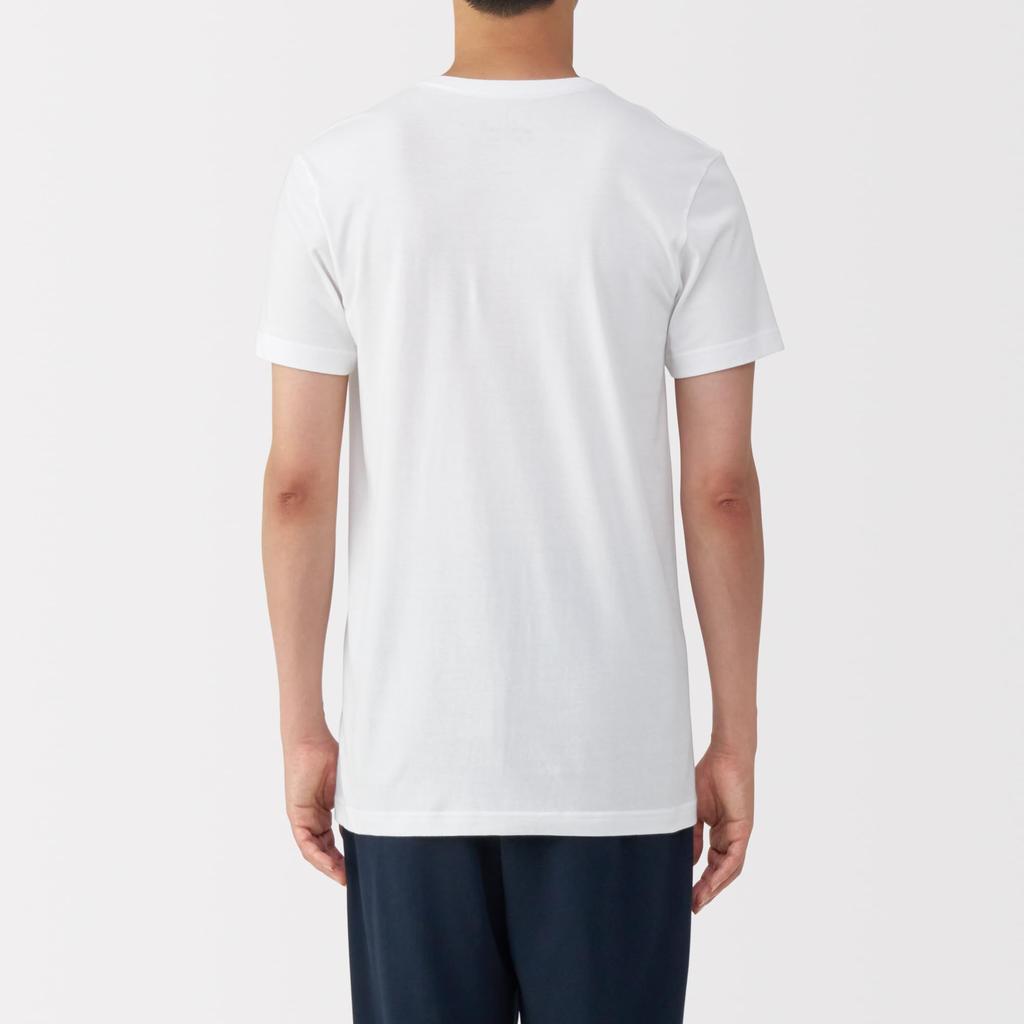 MUJI Seamless FA19FA5A White Size L Men's V-Neck Short-Sleeve T-Shirt (2-Pack) Men's