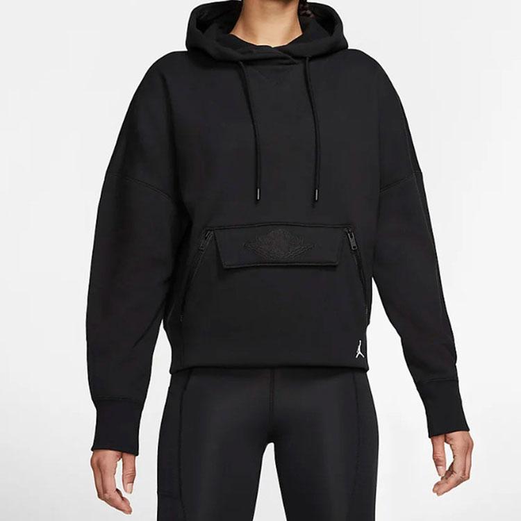 Jordan Wings Logo Drawstring Hoodie Sweatshirt Asian Version Women Tops Black CQ6672-010