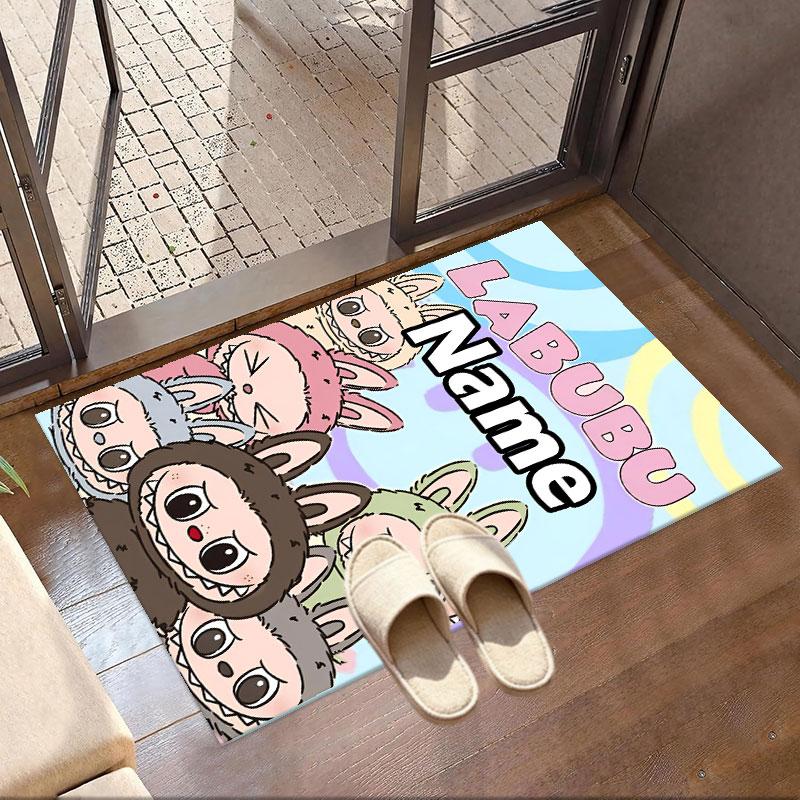 Custom Name Personalized Labubu Print Carpet, Versatile Home Decor Rug, for Playroom, Apartment, Balcony, Entryway, Hallway Gift