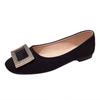 Fashion Square Toe Flat Women's Shoes Spring Autumn New Shallow Rhinestones Black Versatile Red Soft Soled Large Size Shoes for Women