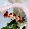 24Pcs Fall Press on Nails Medium Square Fake Nails with Autumn Leaves Designs Red Autumn Maple Leaf False Nail Thanksgiving Acrylic Nails Kit Red