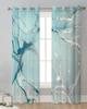 Marmorstruktur Grün Transparente Vorhänge für Wohnzimmerdekoration Fenstervorhänge für Küche Tüll Voile Organza Vorhänge