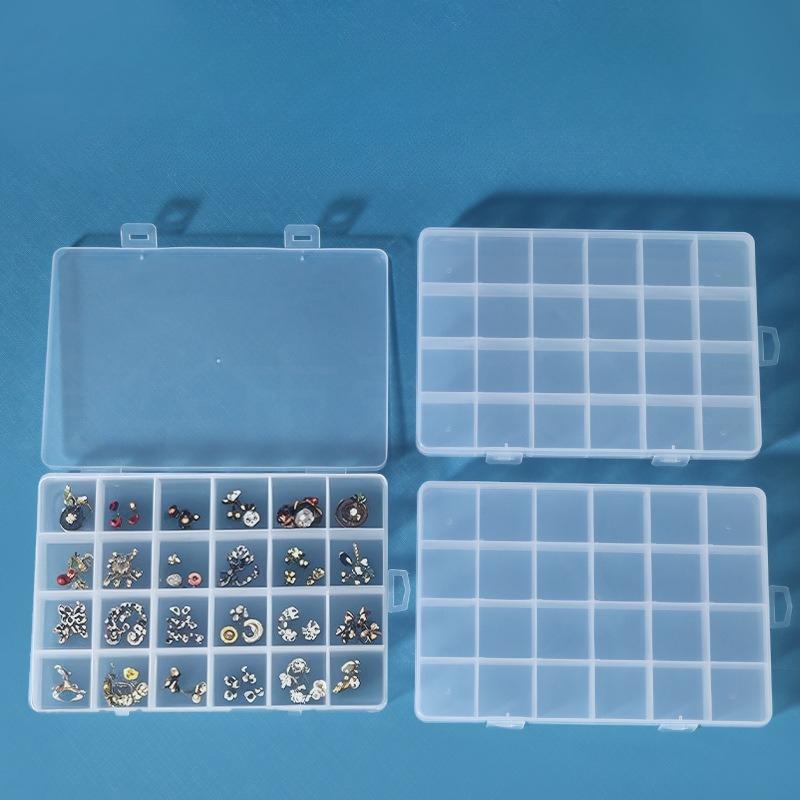 24 Fächer Feste Transparente Aufbewahrungsbox, Staubdichter Klebebanddeckel Schreibwaren Glaskristallperlen Klassifizierter Aufbewahrungsartefakt