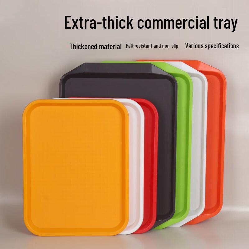 Green Rectangular Anti-Slip Plastic Serving Trays (10-Pack)
