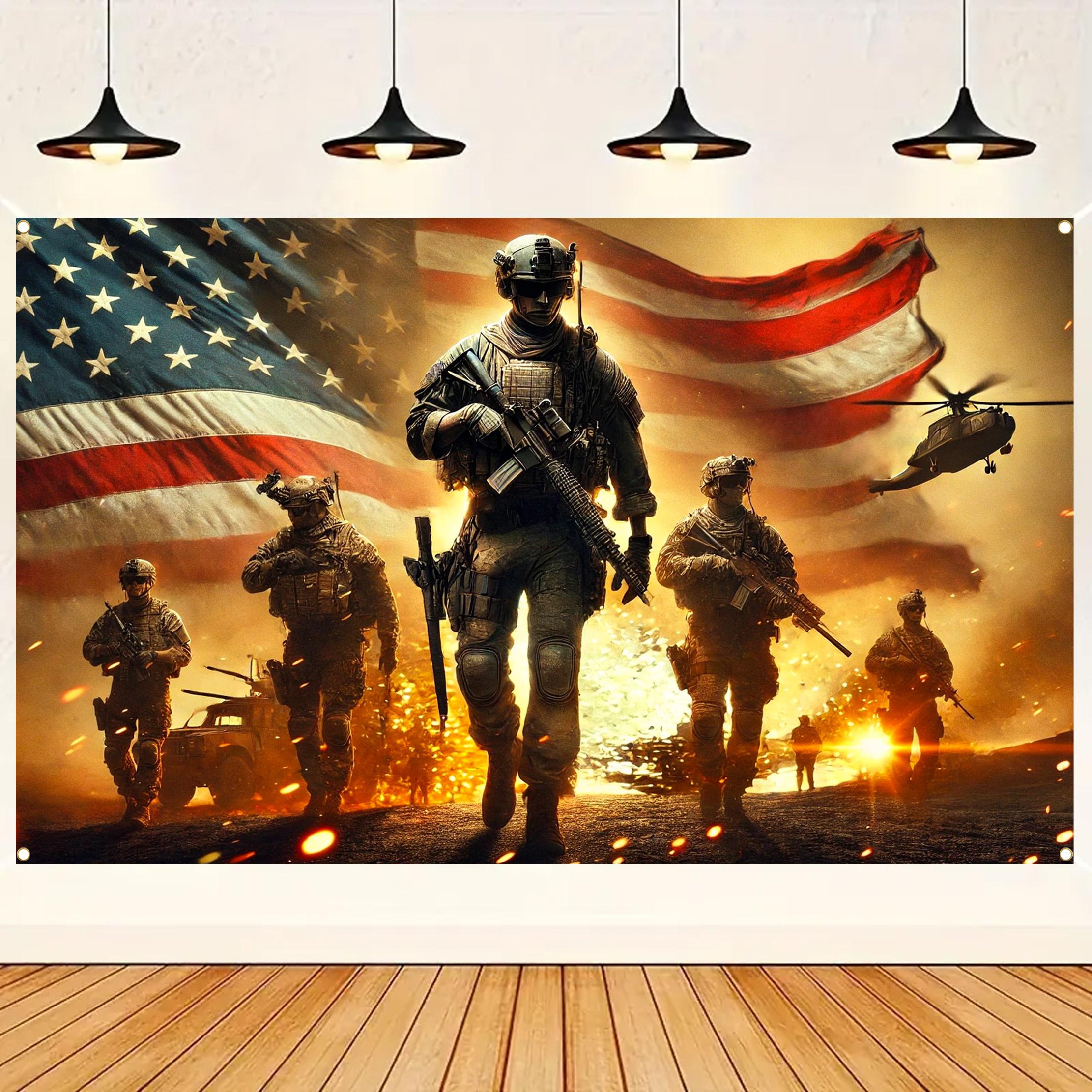 American Flag Tapestry Battle Scene Living Room Hardcore Battle Ground Atmosphere Room Decoration 100X70CM