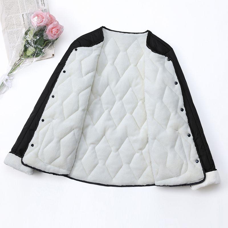 Winter Women's Short Fleece-Lined Thickened Inner-Wear Cotton-Padded Coat Quilted Jacket Close-Fitting Warm Down Cotton-Padded Coat Thin Inner