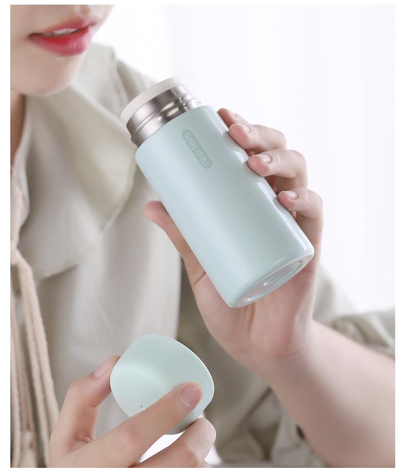 Stylish Mini Insulated Cup for Girls - Portable Pocket Size with Tea Infuser, Leak-Proof 304 Stainless Steel.