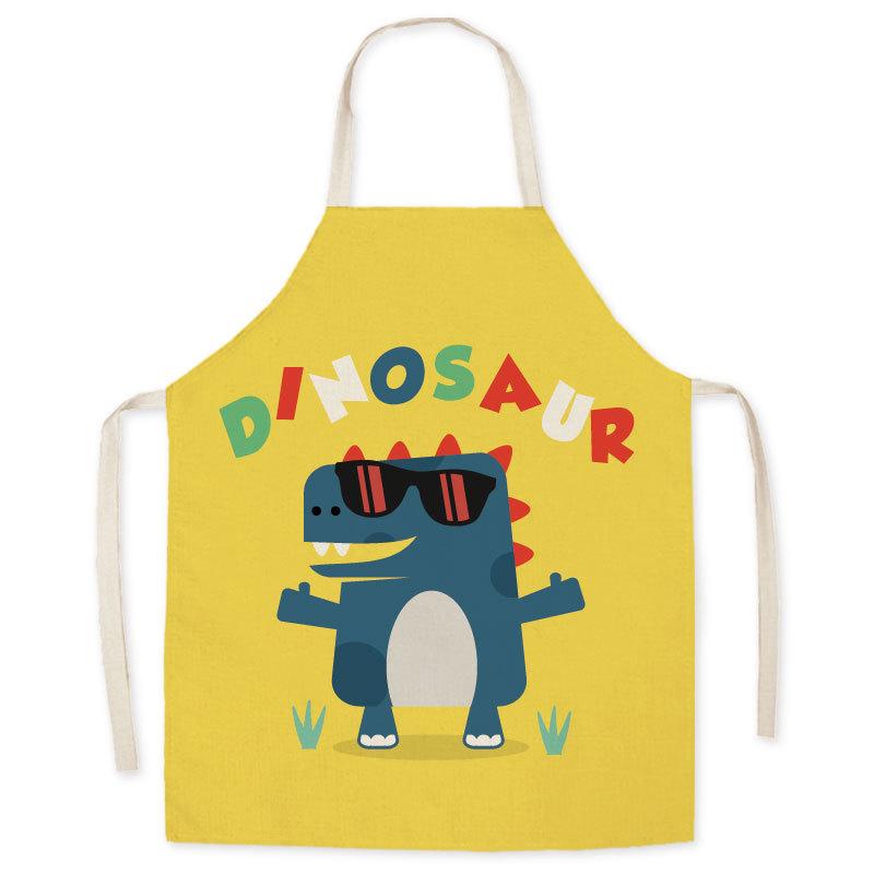 Cartoon Dinosaur Oil-Proof Apron for Adults & Kids - Sleeveless Halter Design