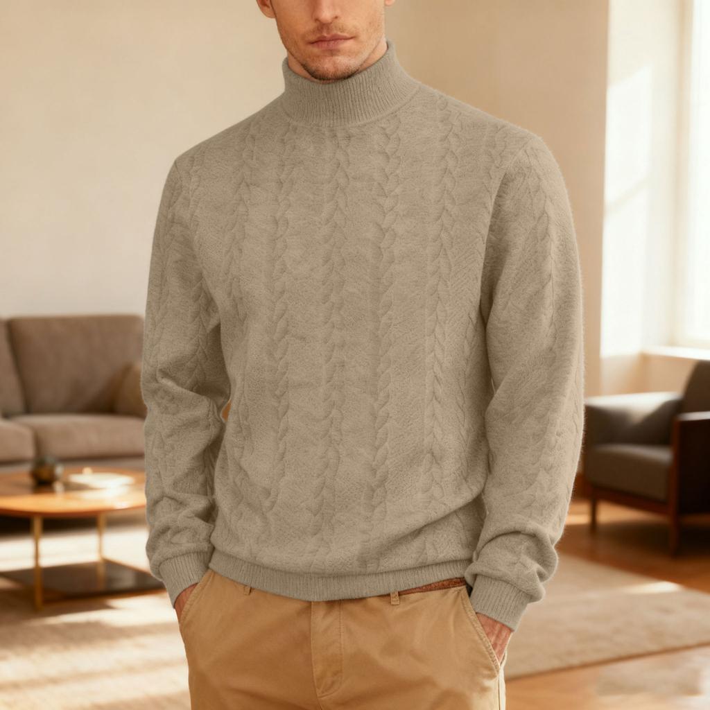 New Arrival Plus Size Men's High-Neck Sweatshirt Heavyweight Textured Jacquard Casual Thermal Sweatshirt