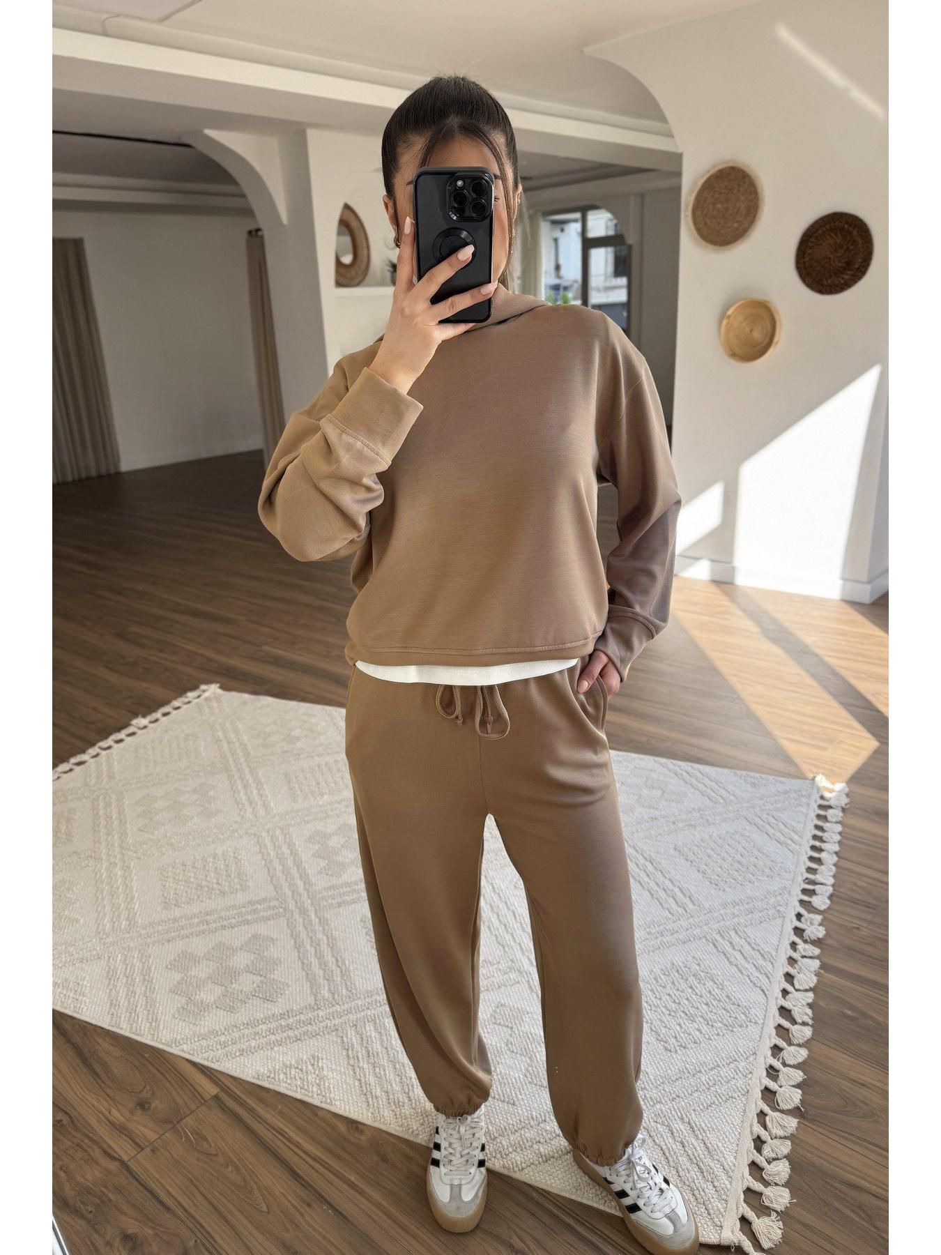 

Женский худи однотонного цвета из двух частей в европейском и американском стиле 2025 - Осенняя коллекция L