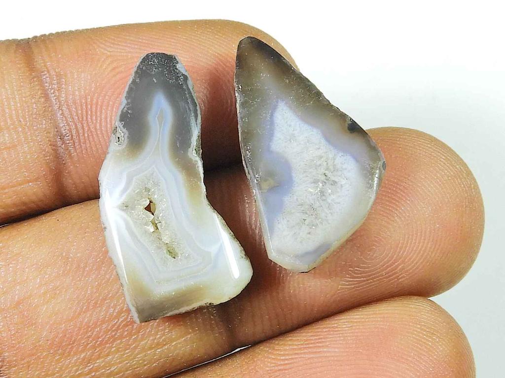 44 Karat Schwarzer Scheibe Gefärbter Druzy Achat Passendes Paar Ausgefallener Loser Edelstein 15X28MM SK-2223