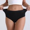 High-waisted Plus Size Belly Flatterer Underwear With Hip Lift Solid Color