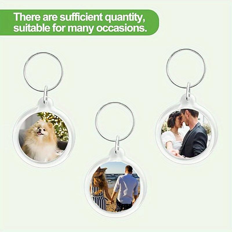 50-piece Photo Frame Keyring Set, Transparent Acrylic Photo Frame Keyrings, Circular Blank Photo Insert Keyrings for DIY Crafting
