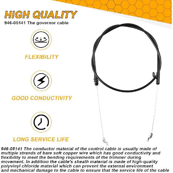 946-05141 40" Control Cable for Cub Cadet Speed Control Cable, for MTD, Troy-Bilt, Craftsman, Columbia and Cub Cadet Wheel Trimmer ST100 26SD710