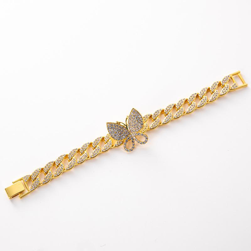Hip Hop 15Mm Butterfly Diamond Full Diamond Cuban Collarbone Chain Female Hip Hop Necklace Cubanchai