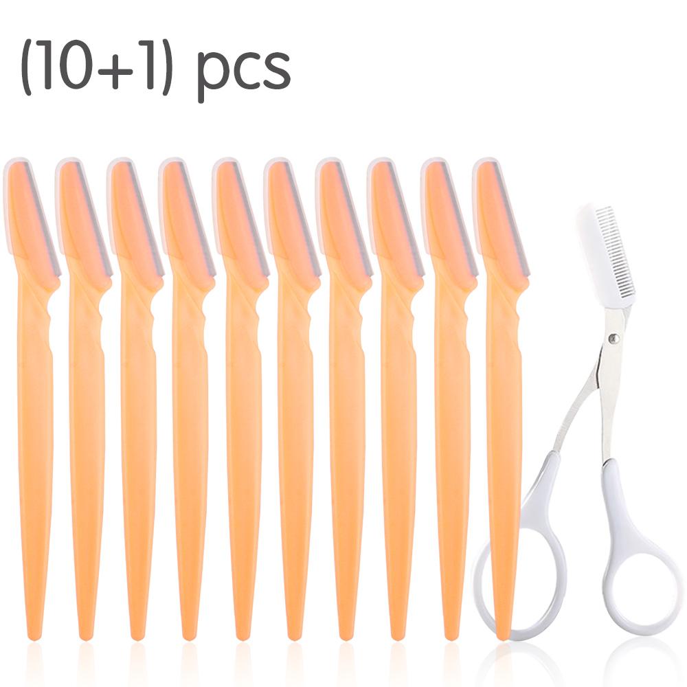 11Pcs Professional Eyebrow Trimmer Safe Blade Brow Scissors Comb Set Women Face Hair Remover Scraper Shaver Makeup Beauty Tools