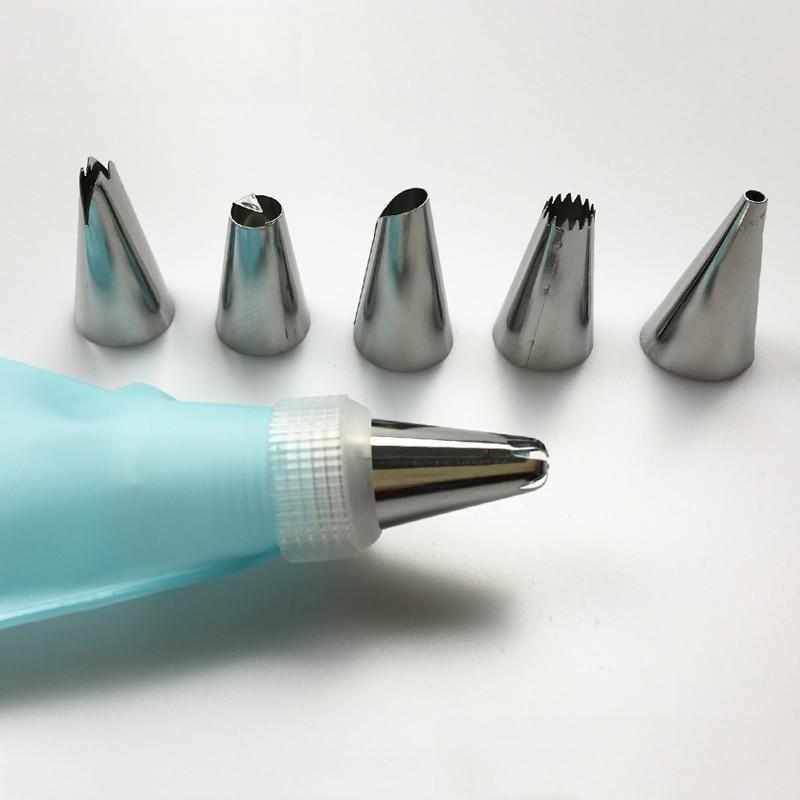Wiederverwendbares Silikon-Spritzbeutel-Set mit Edelstahldüsen zum Dekorieren von Kuchen
