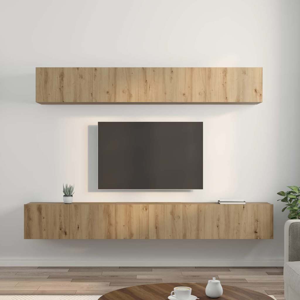 Wall Mounted TV Cabinet Set 5 pcs Artisan Oak Wood Based Material