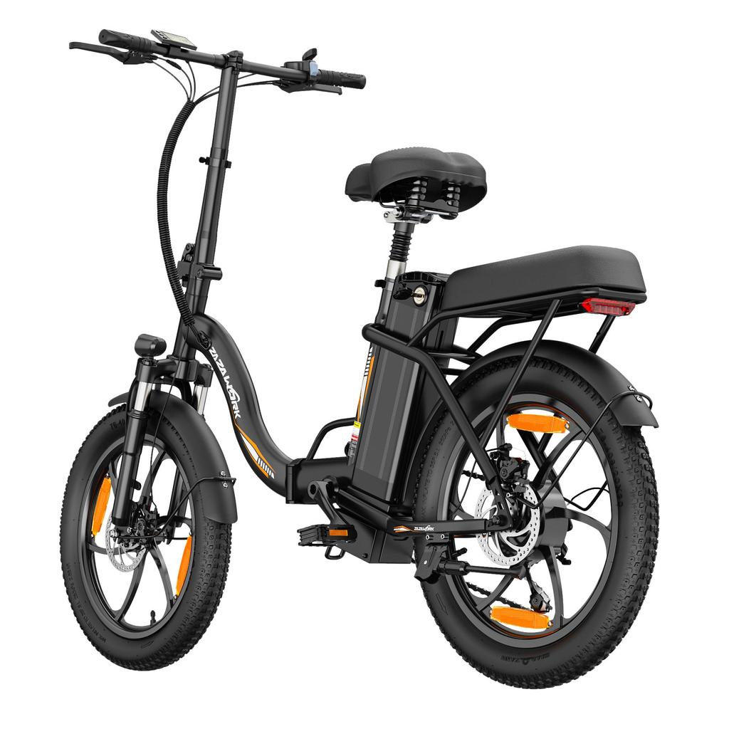 ZAZAWORK C16 City Folding Electric Bicycle 250W Motor 20 Inch Fat Tires 120Kg Load Outdoor Ride E-Bike With Tow Seat