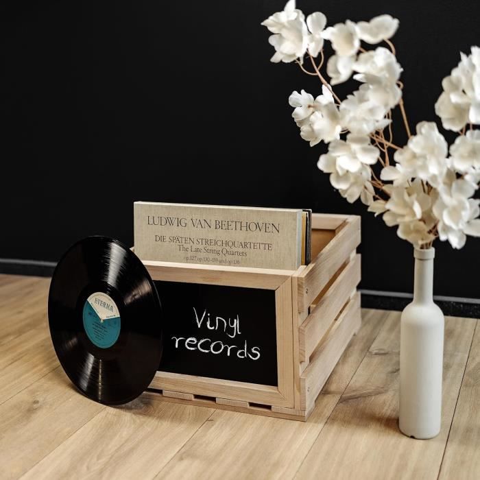 Wooden Crate for Vinyls - CREATIVE DECO - Vintage Storage - Up To 80 Records