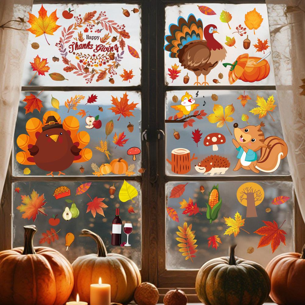Autumn Window Stickers Maple Leaf Stickers Thanksgiving Decor