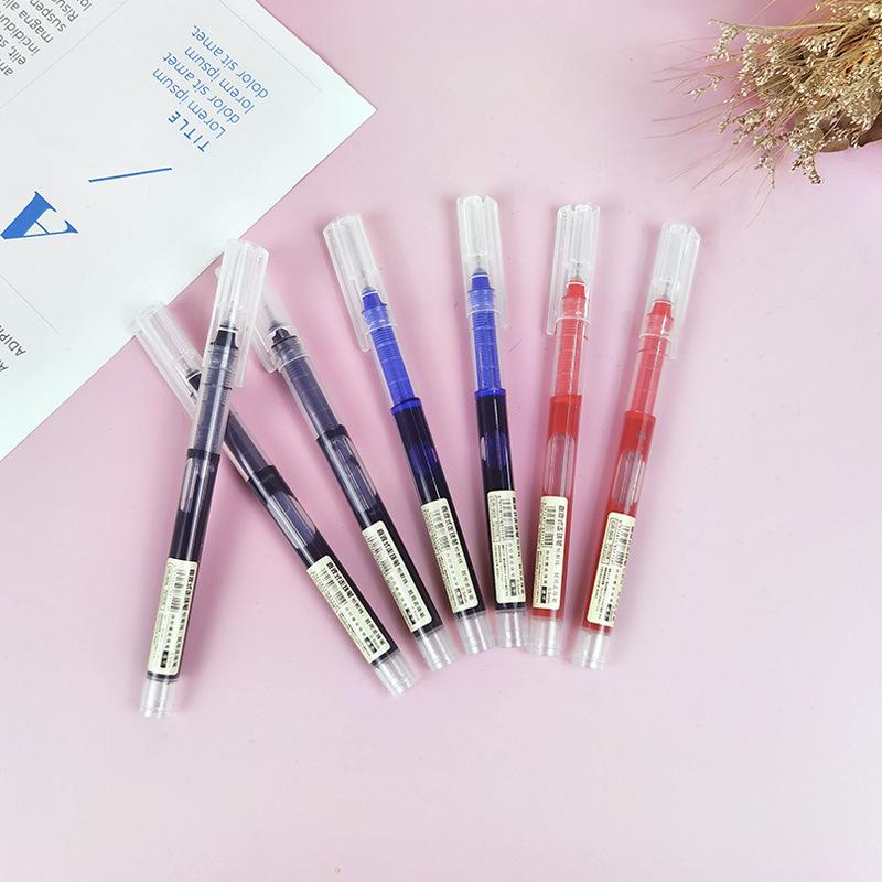Fast-Drying Red & Black Rollerball Pen, 0.5mm Needle Tip, Large Capacity, Ideal for Office Signatures