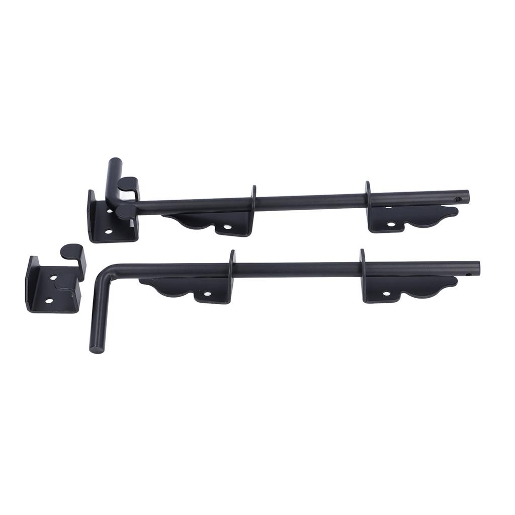 2pcs Gate Ground Latch 12 Inch Metal Heavy Duty Black Powder Coated Latch Gate Drop Rod for Single