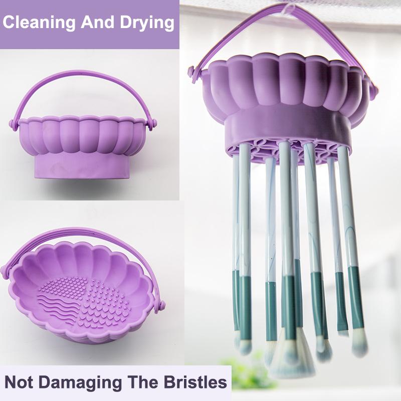 Silicone Washing Bowl Makeup Brush Cleaning Box Make-Up Egg Drying Shelf Tool Powder Puff Washer Sponge Storage Brushes Scrubber