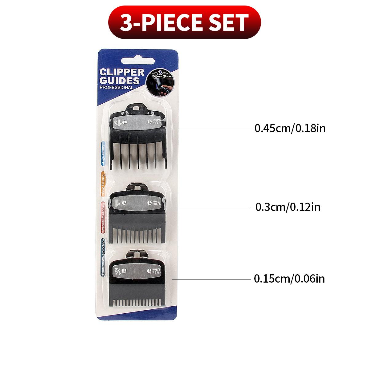 

3 шт. Защитные насадки для машинки для стрижки волос, направляющие для триммера, насадки для укладки, совместимые с 1,5 мм, 3 мм, 4,5 мм