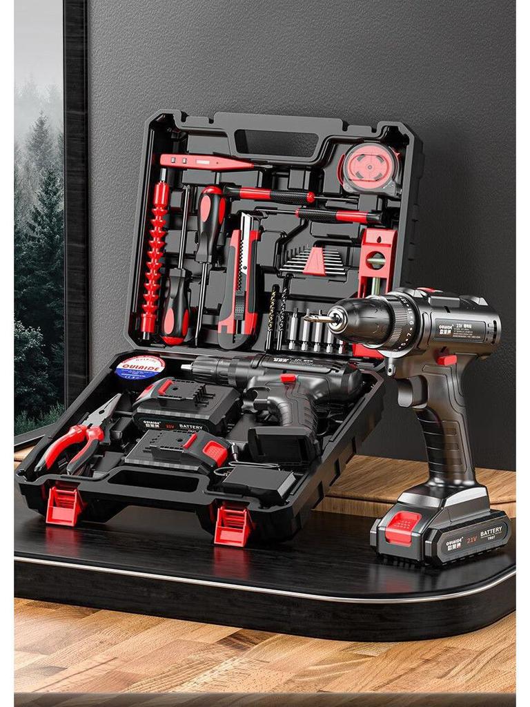 High-Power Cordless Electric Drill and Screwdriver Set with Lithium Battery for Home Use
