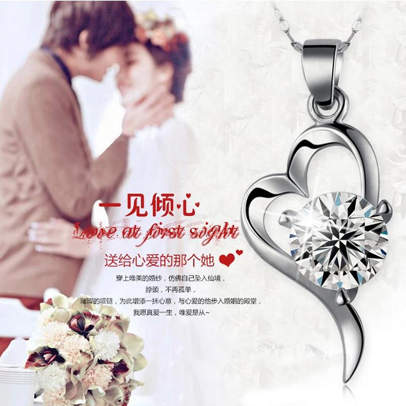 Weihua, bijuterii pentru femei cu temperament, colier placat cu argint, pandantiv Lo Fell In Love at First Sight, model pentru femei