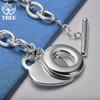 925 Sterling Silver Love Heart Pendant Bracelet Chain TO Buckle Jewelry