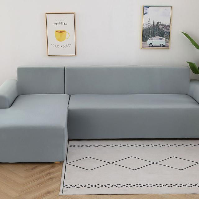 Sofa Cover Spandex Solid Color Elastic Sofa Cover For Living Room 1 /2 /3 /4 Set Seater Sectional Corner Slipcovers Sofa L Shape
