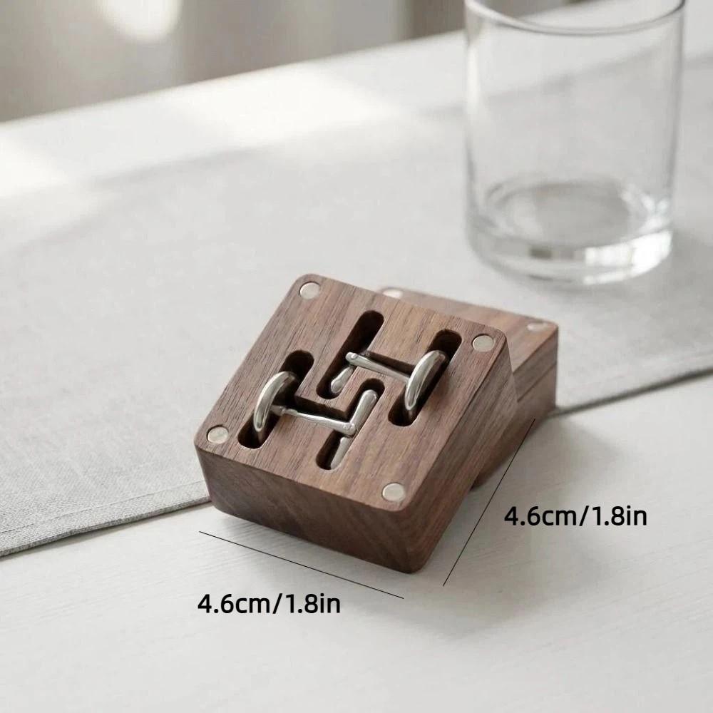 Magnetic Closure Walnut Cufflink Box Flip‑top Solid Cufflink Organizer Personalized Exquisite Wood Magnetic Closure Storage