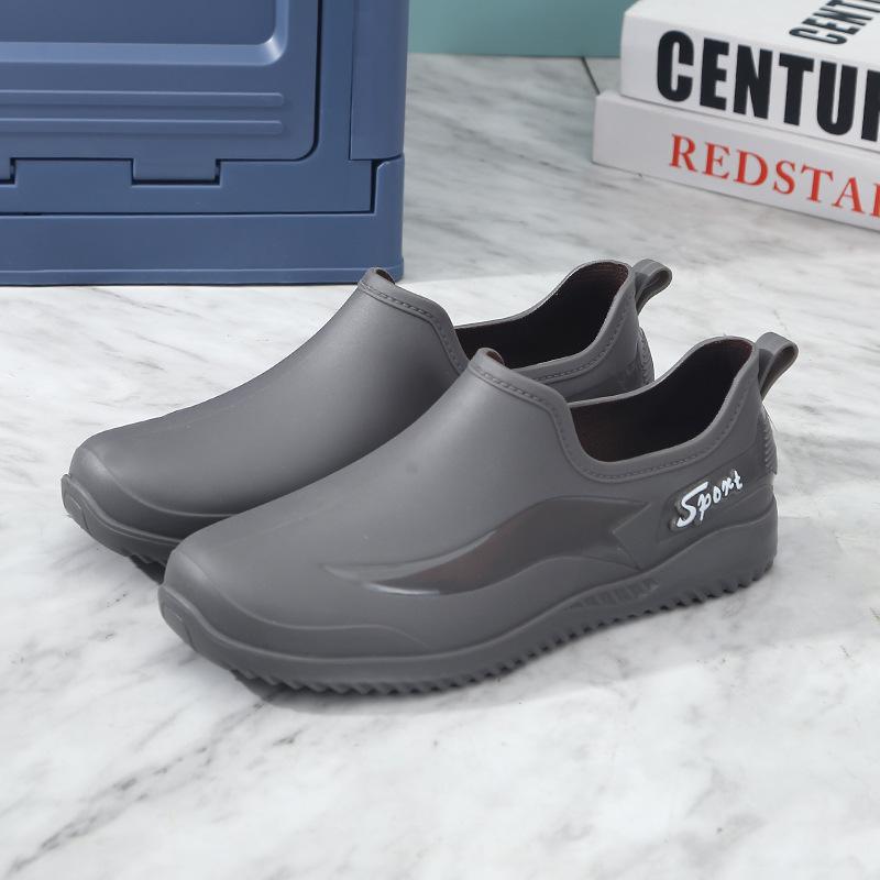 Low-top rain shoes waterproof and non-slip water shoes male adult warm waterproof shoes shallow mouth non-slip rubber shoes