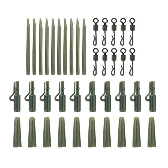 40Pcs/Set Carp Fishing Accessories Set with Storage Box Portable Metal Swivels Soft Tubes Sleeves Carp Fishing Gear Equipment Kit