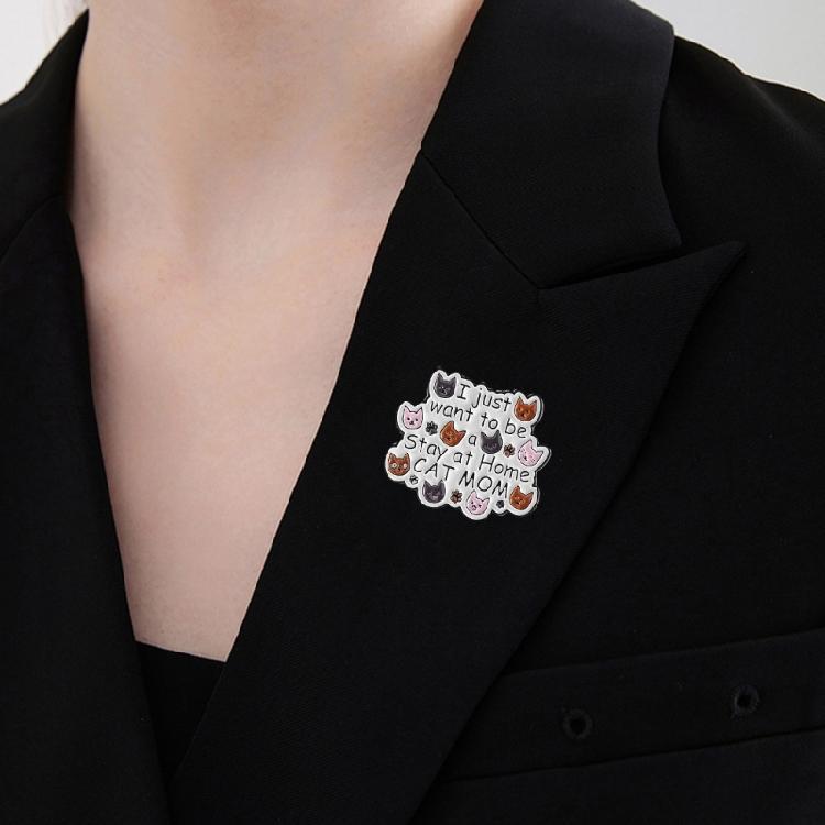 Lustige Katzen-inspirierte Initialen-Broschen Benutzerfreundliches beschichtetes Metall Dekorative Anstecknadeln Haustier-Broschen Zum Stylen von Accessoires