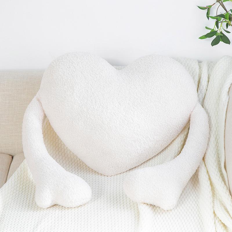 Couple Love Heart Palm Pillow Plush Toys Creative Modeling Red Cushion Blue and White Love Heart Plush Dolls