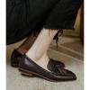 Retro British Style Square Head Women's Loafers Shoes 2024 Summer New Style Tassel Comfortable Single Shoes Women Brown Shoes