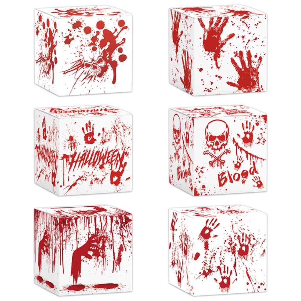 6pcs Festive Candy Snack Carton Environmentally Party Supplies Halloween Candy Boxes with Blood Hand Design for Kids Trick or Treat Party Favor