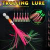 6pcs/Set 3/0#4/0#Luminous Cluster Soft Lure Eel Rigs String Hooks Lure Fishes Saury Squid Mackerel Scad Saltwater Fishing Tackle