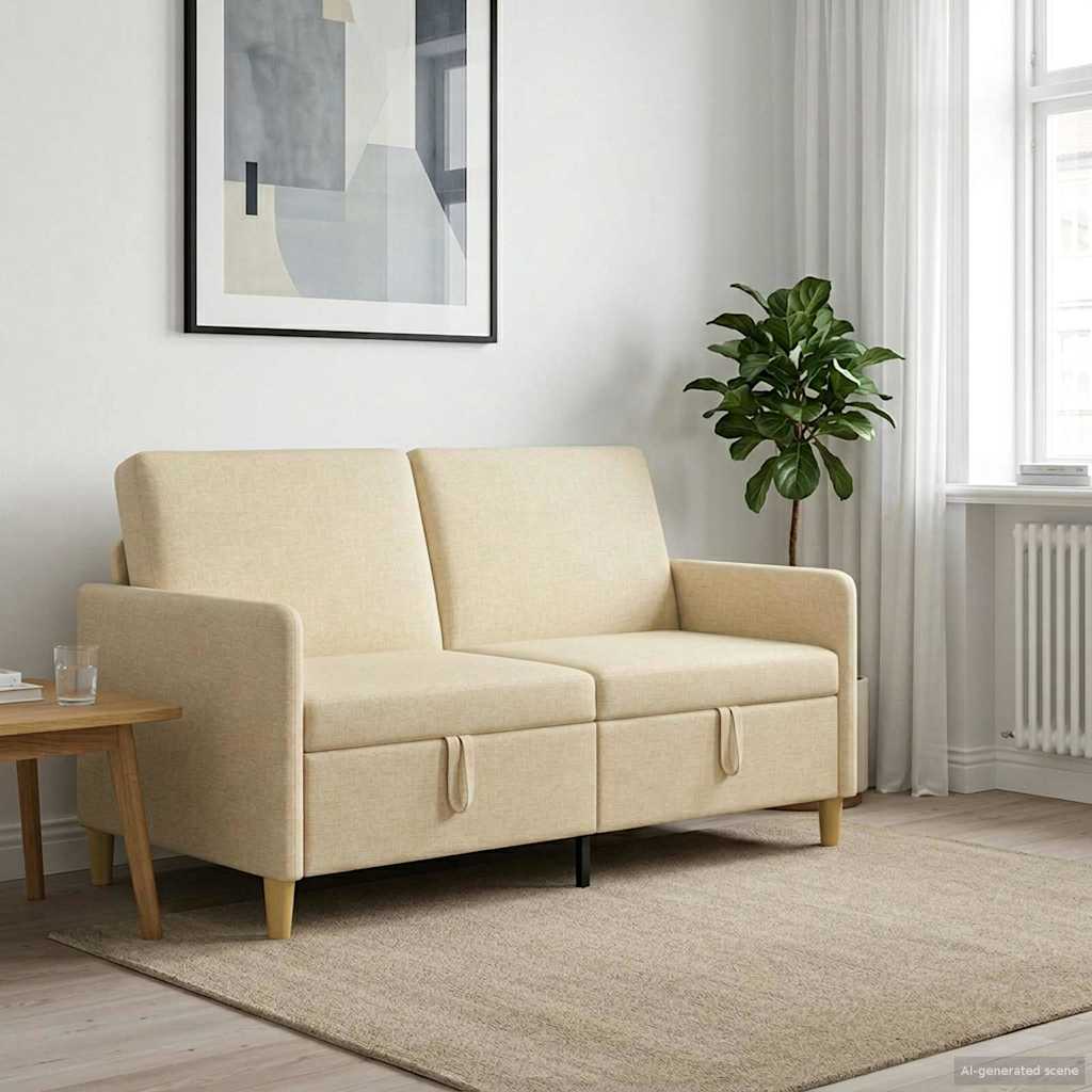 Storage Sofa in Cream 152 x 78 x 87 cm Polyester