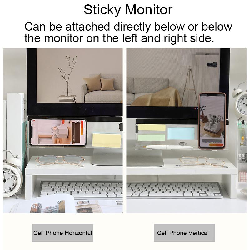 1PC/2PC Transparent Desk Side Organizer With Monitor Stand Creative Sleek Message Board Message Memo Board
