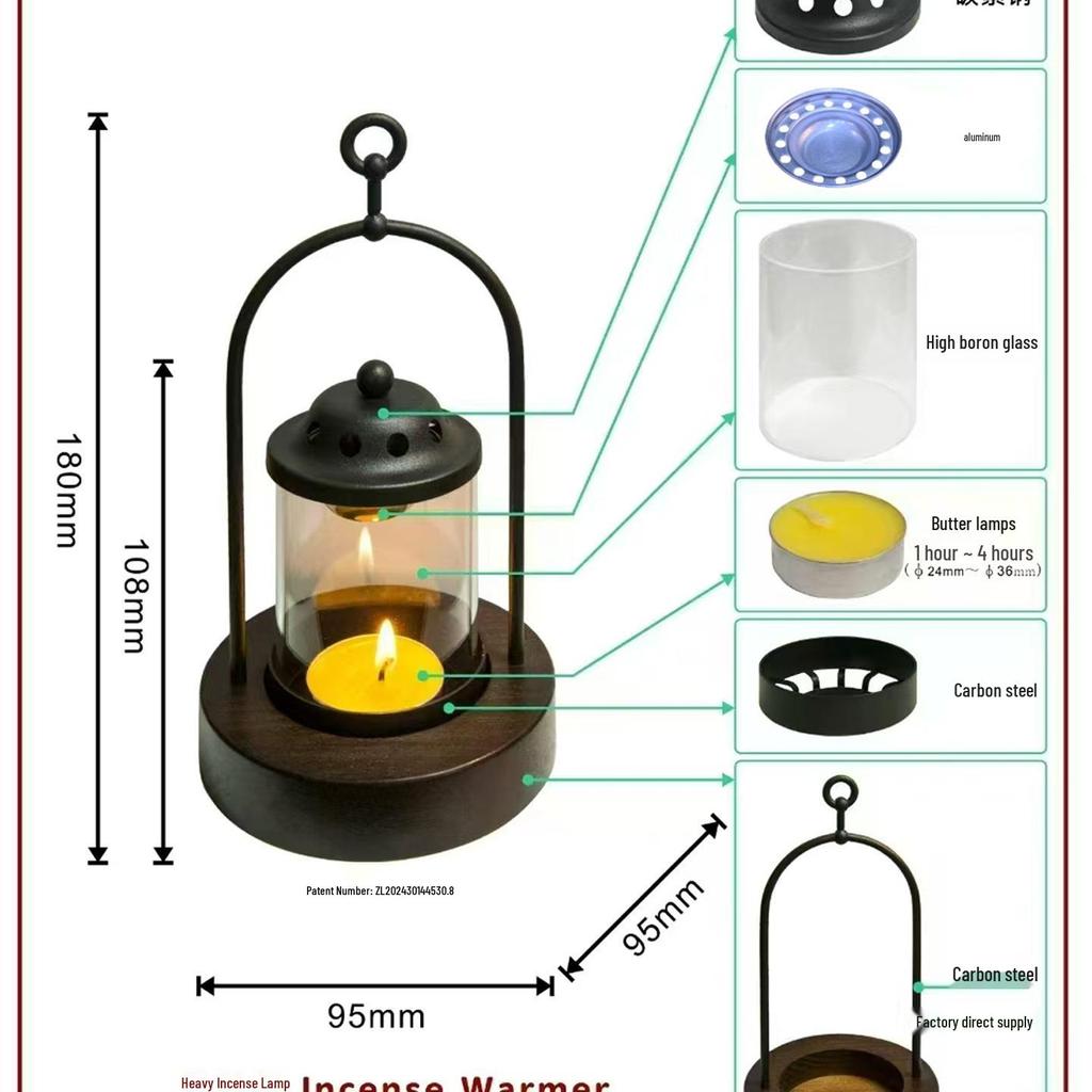 Retro Agarwood Incense Burner & Essential Oil Candle Lamp - Windproof Home Decor