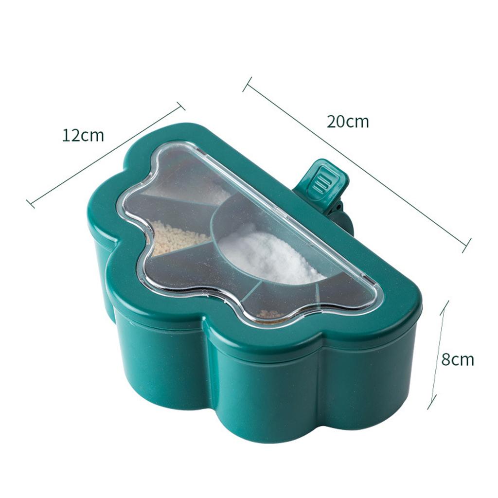 6 Grids Seasoning Box with Clear Lid Multifunctional Space Saving Handheld Seasoning Box with 6 Scoo
